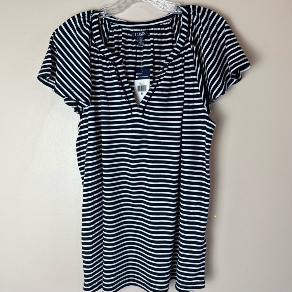 Chap’s Navy and White Striped Top